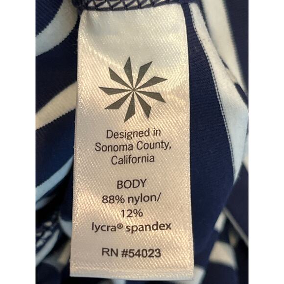 Athleta Small Capri Chaturanga Blue & White Striped Leggings - Picture 6 of 8